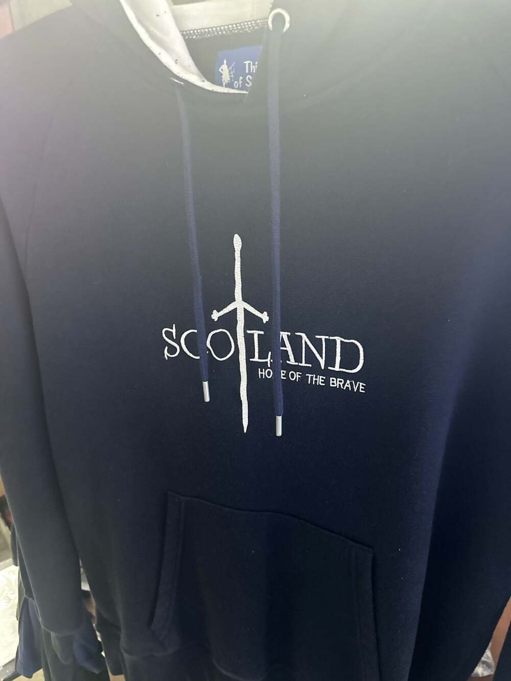 Thistle of Scotland Navy Blue Claymore Sword Scotland Home of the Brave Hoodie